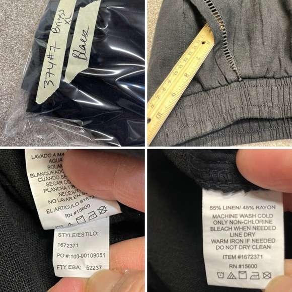 Briggs womens pull on wide leg pants sz X-Large black high rise linen blend - Picture 10 of 12